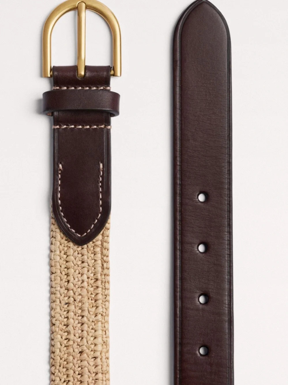 ME + EM ROUND RAFFIA BELT NATURAL/CHOCOLATE - S